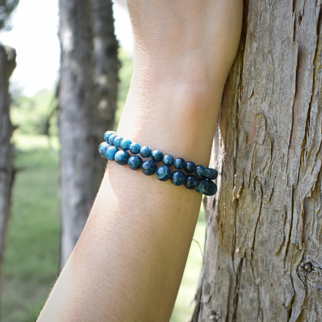 Bracelet "REVE BLEU" Apatite naturelle bleue profond - douceurs_des_ames