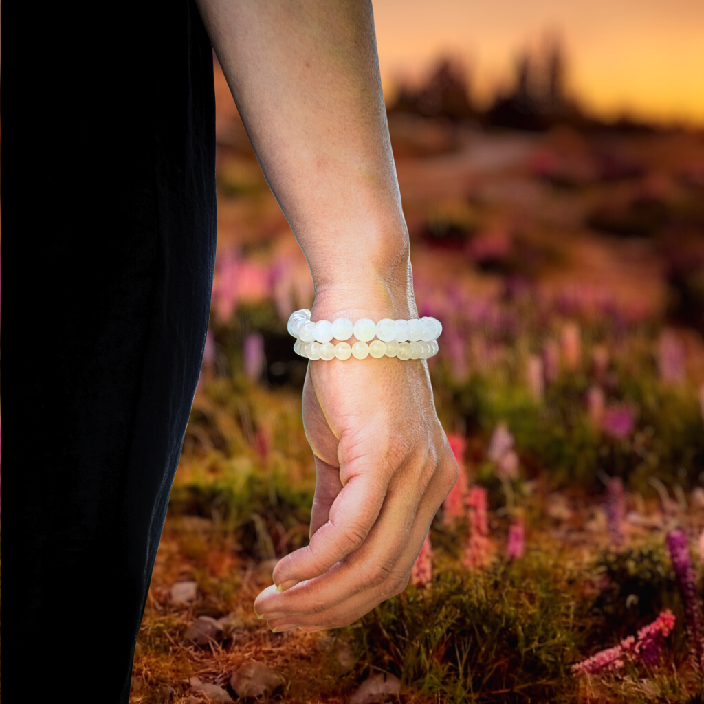 Bracelet "FÉMININ SACRÉ" Labradorite blanche naturelle - douceurs_des_ames