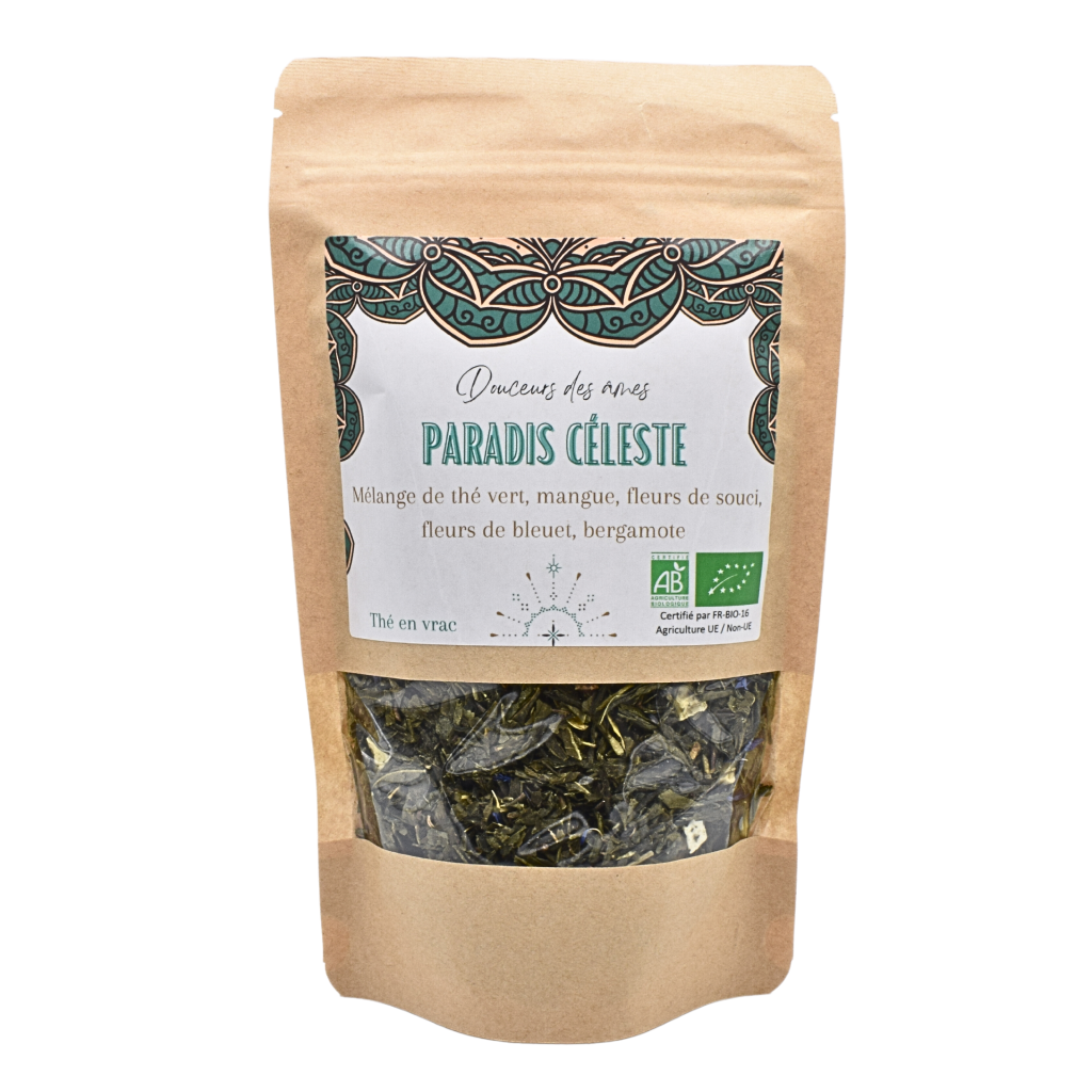 "PARADIS CÉLESTE" Thé vert, mangue 100 gr